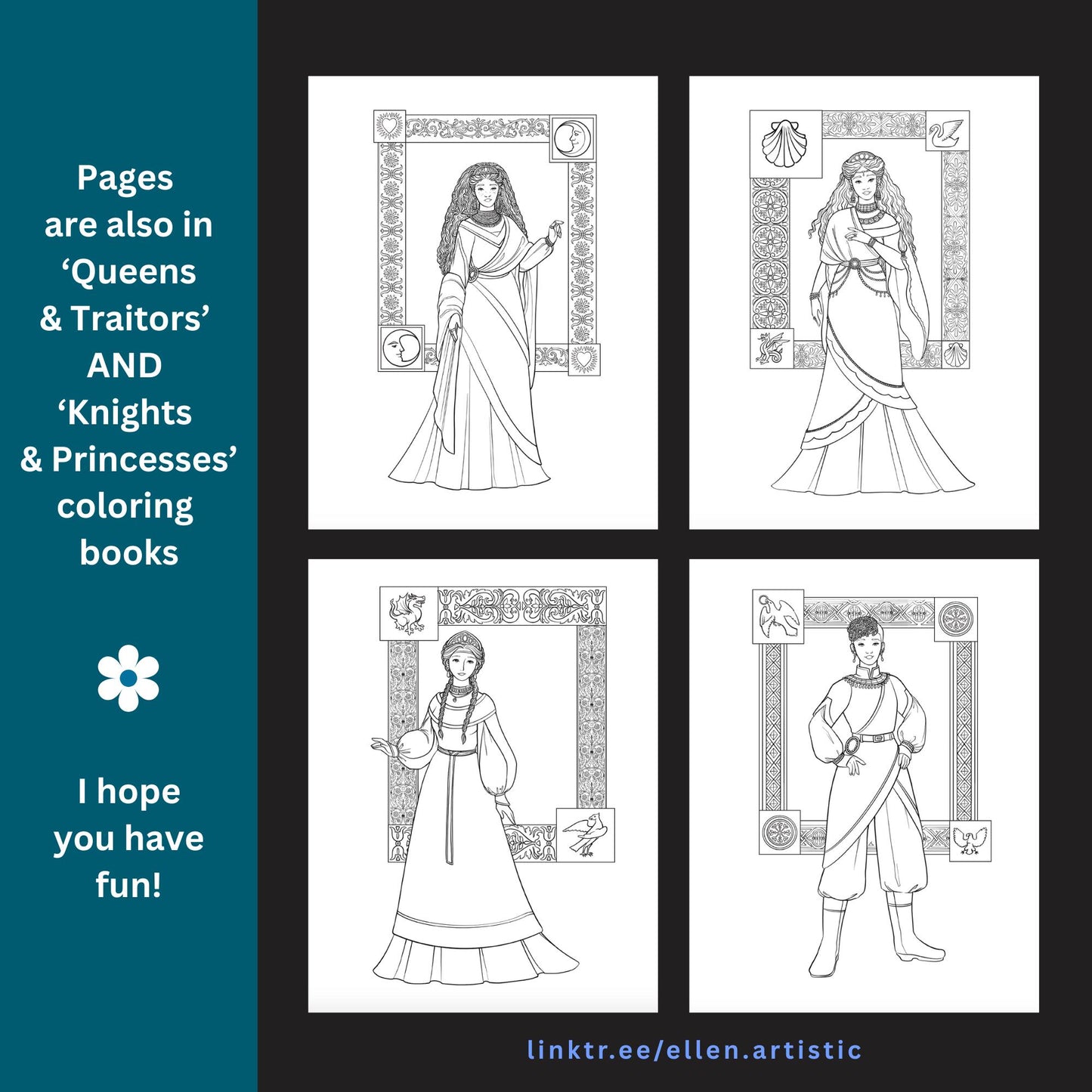 Dragons in the Sea Fashion Coloring Bundle - 16 Page PDF by Ellen Artistic