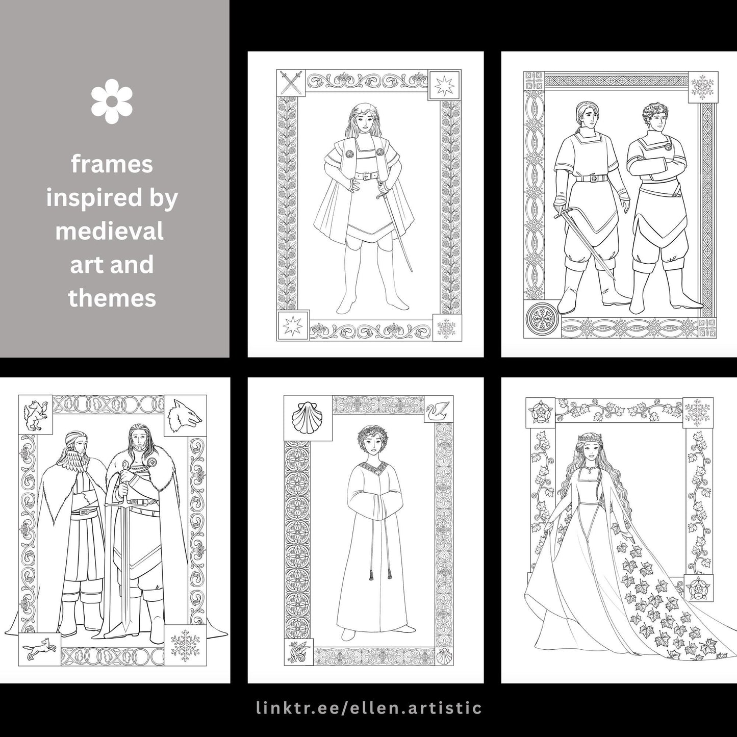 Wolfpack Fashion Coloring Bundle - 15 Page PDF by Ellen Artistic