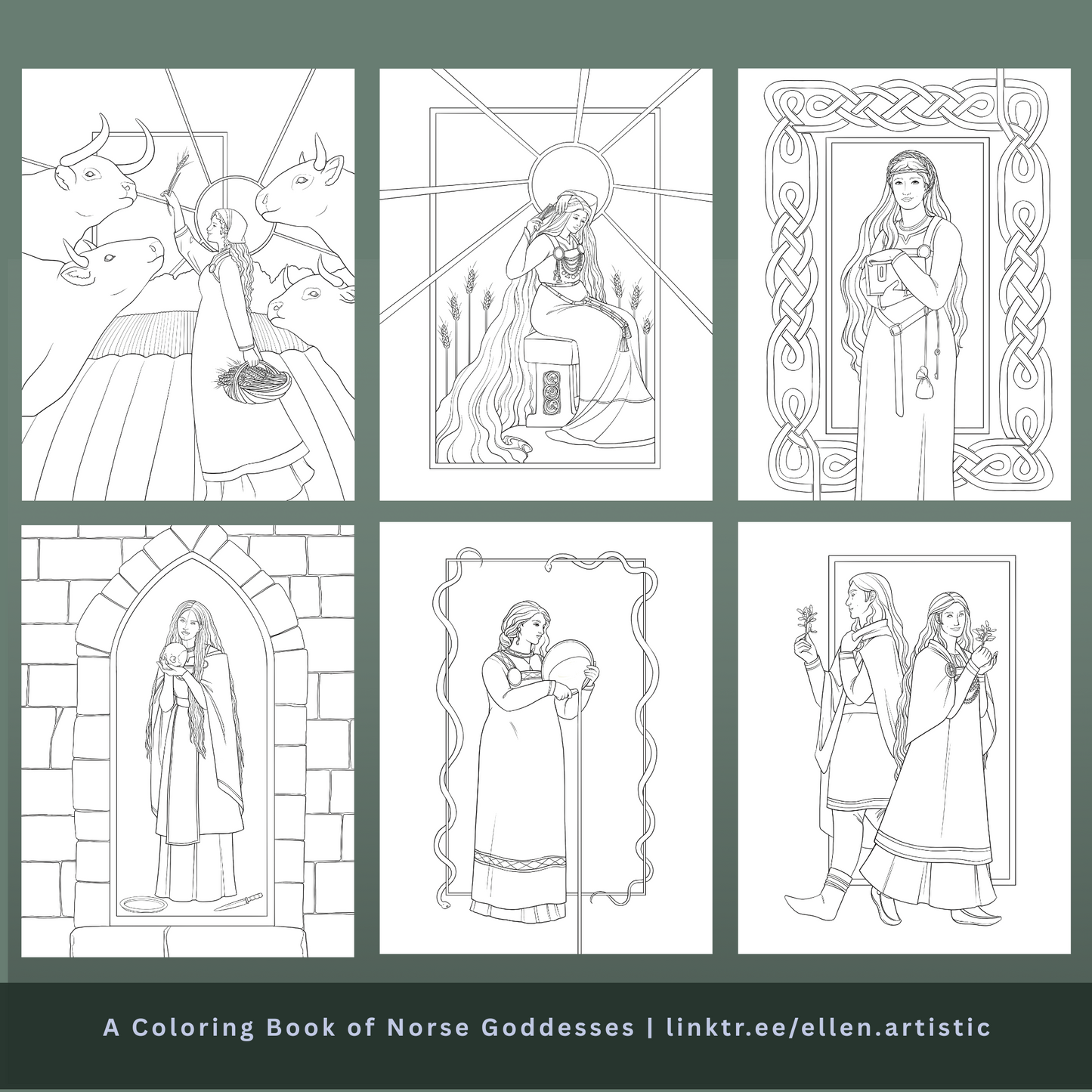 A Coloring Book of Norse Goddesses - 35+ Page PDF