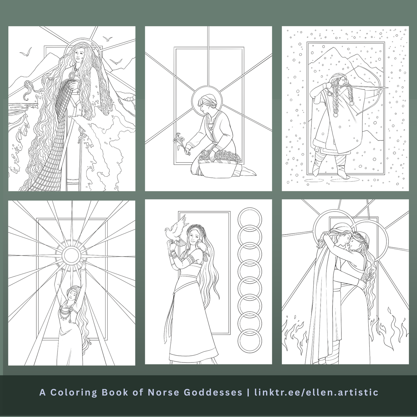 A Coloring Book of Norse Goddesses - 35+ Page PDF