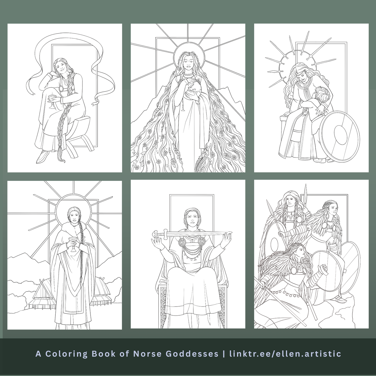 A Coloring Book of Norse Goddesses - 35+ Page PDF