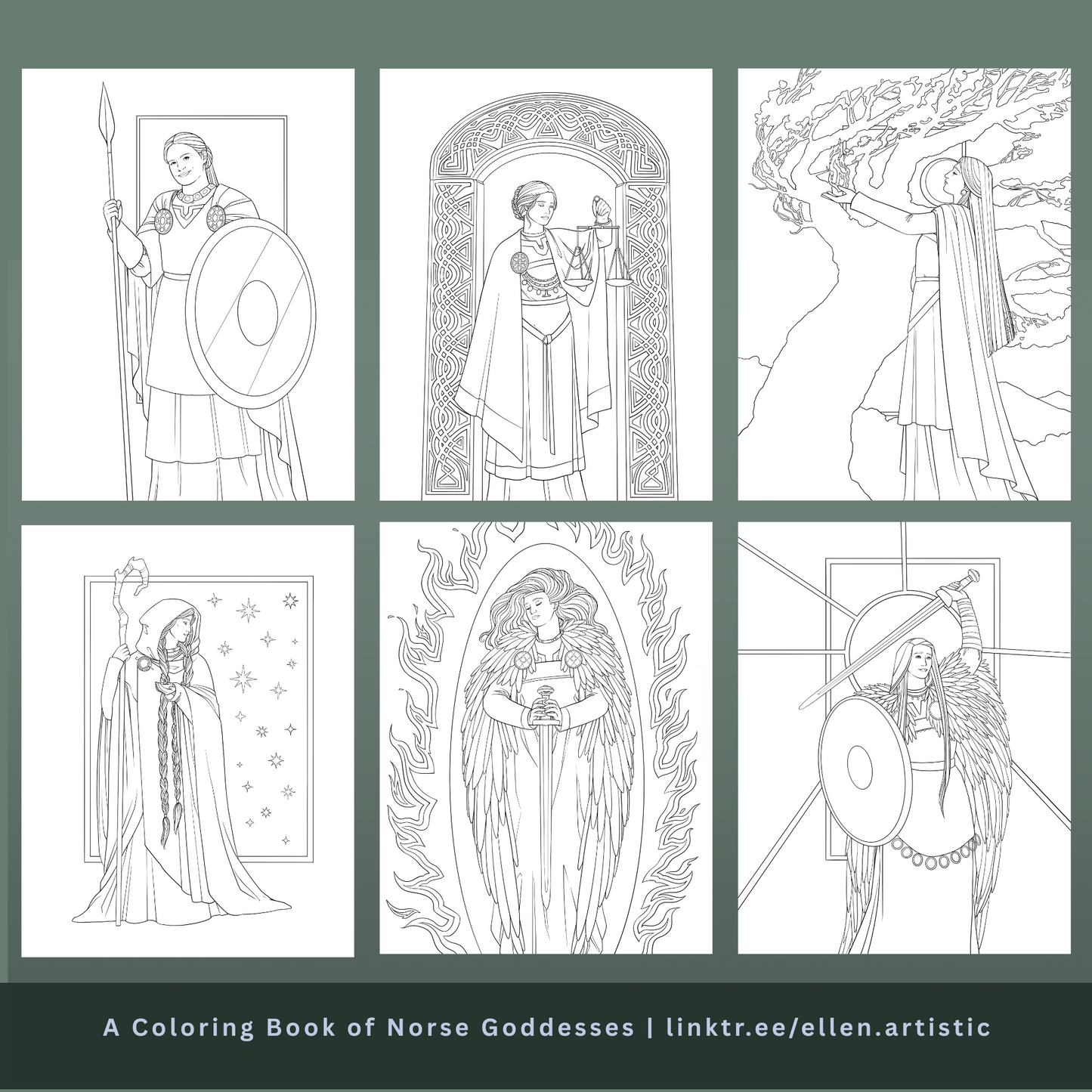 A Coloring Book of Norse Goddesses - 35+ Page PDF