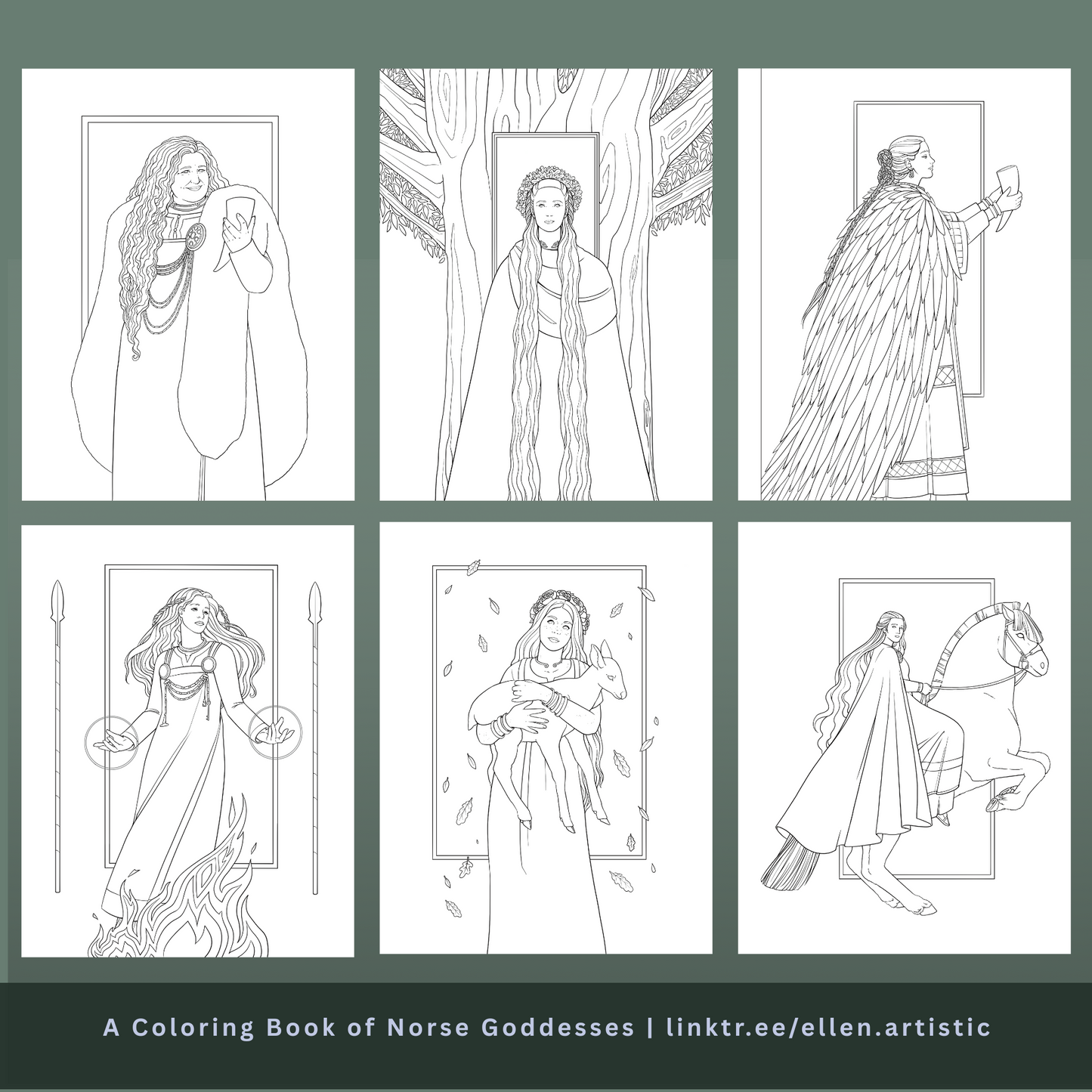 A Coloring Book of Norse Goddesses - 35+ Page PDF