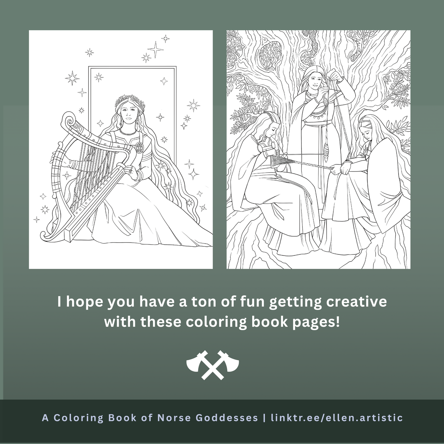 A Coloring Book of Norse Goddesses - 35+ Page PDF
