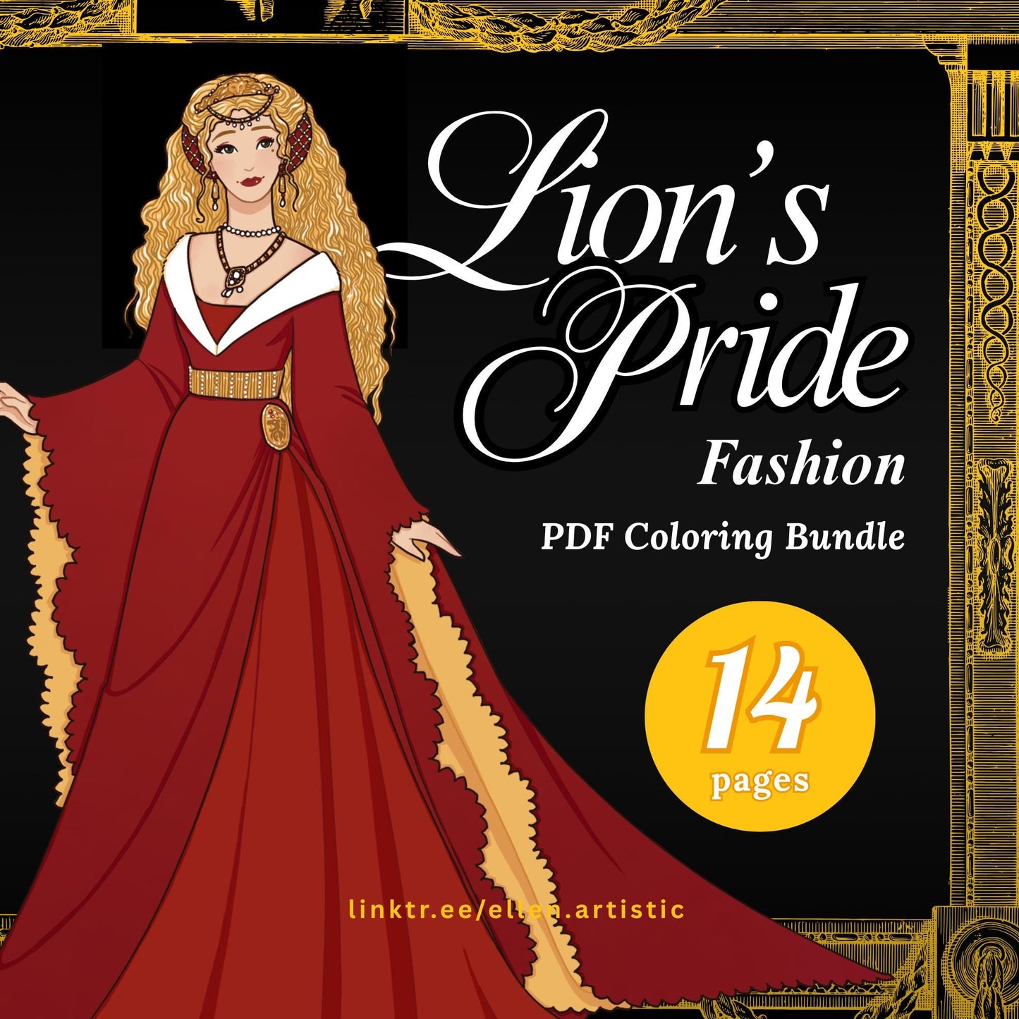 Lion's Pride Fashion Coloring Bundle - 14 Page PDF by Ellen Artistic