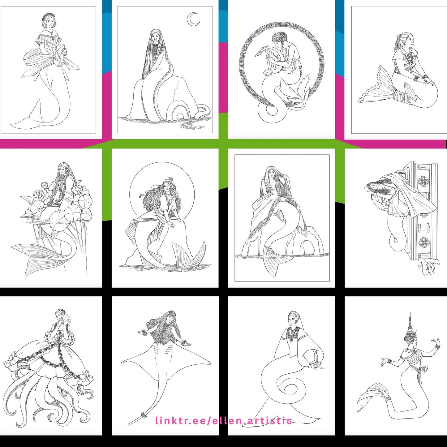 Historical Mermaids A Coloring PDF of Historical Mermaids
