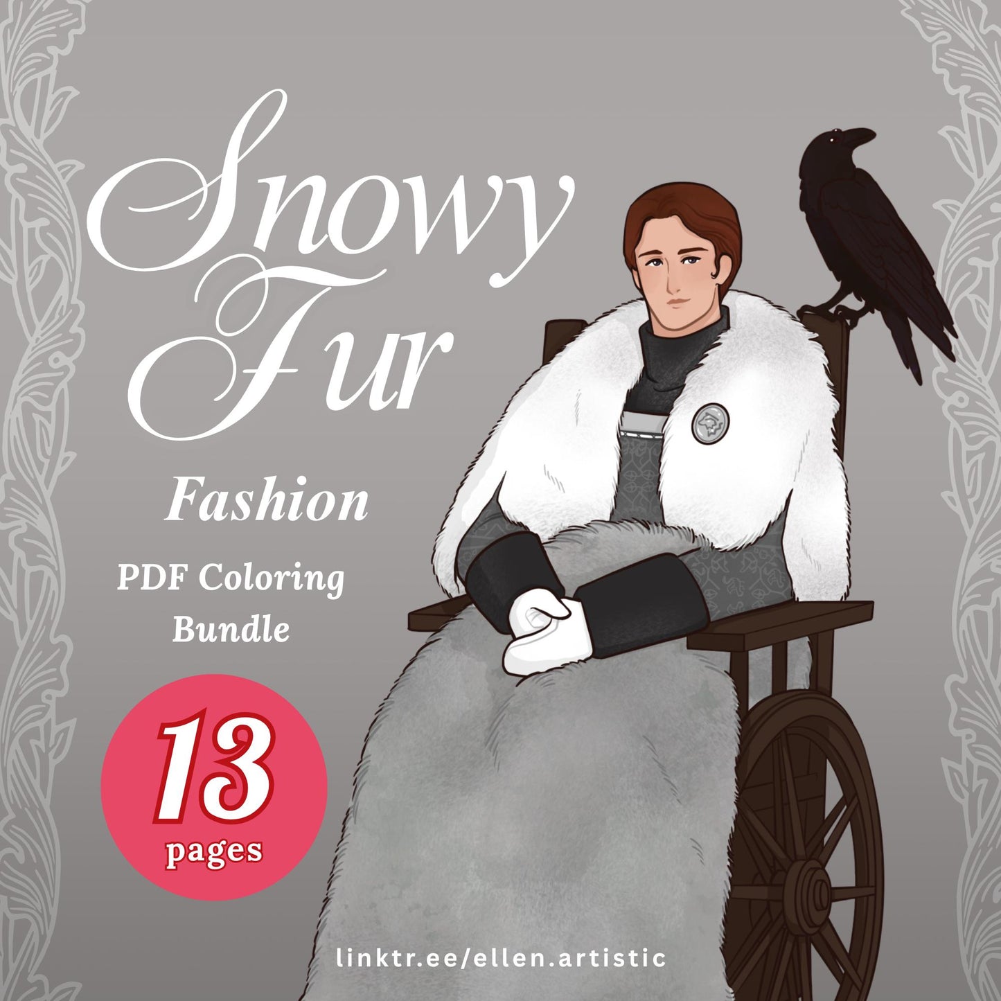 Snowy Fur Fashion Coloring Bundle - 13 Page PDF by Ellen Artistic