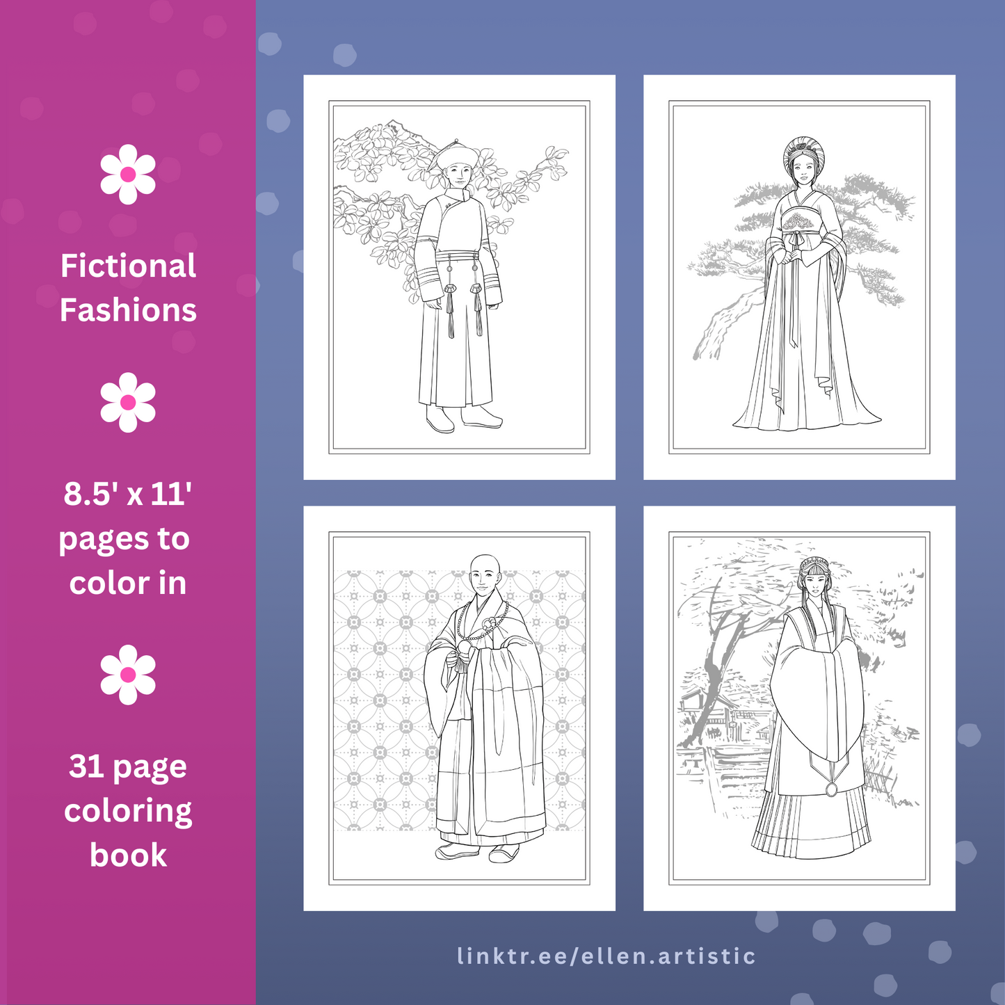 Across the Elements - 31 Page PDF Coloring Book by Ellen Artistic