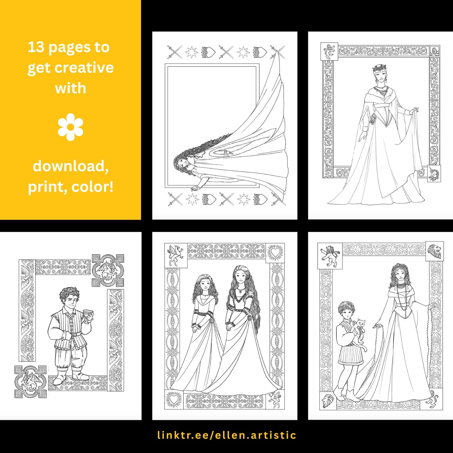 Lion's Pride Fashion Coloring Bundle - 14 Page PDF by Ellen Artistic