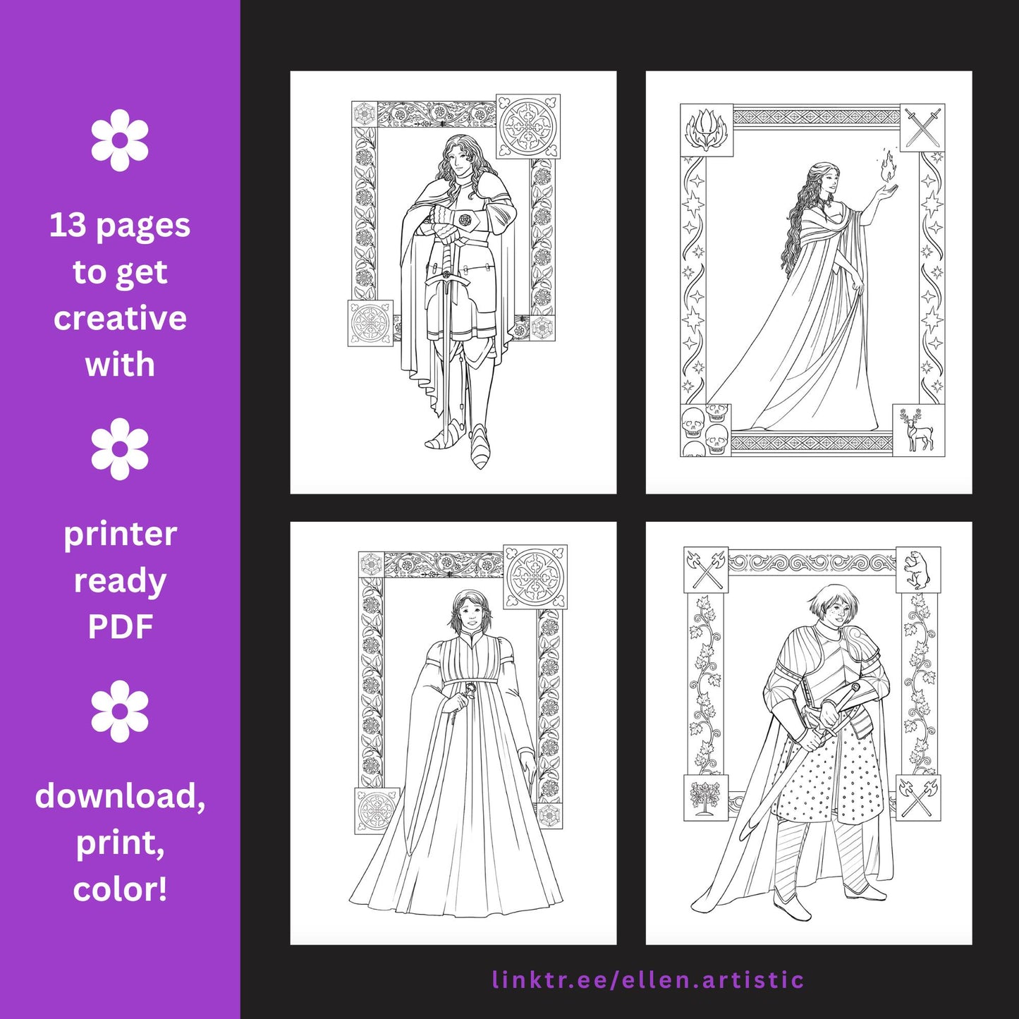 Storm Fury Fashion Coloring Bundle - 12 Page PDF by Ellen Artistic
