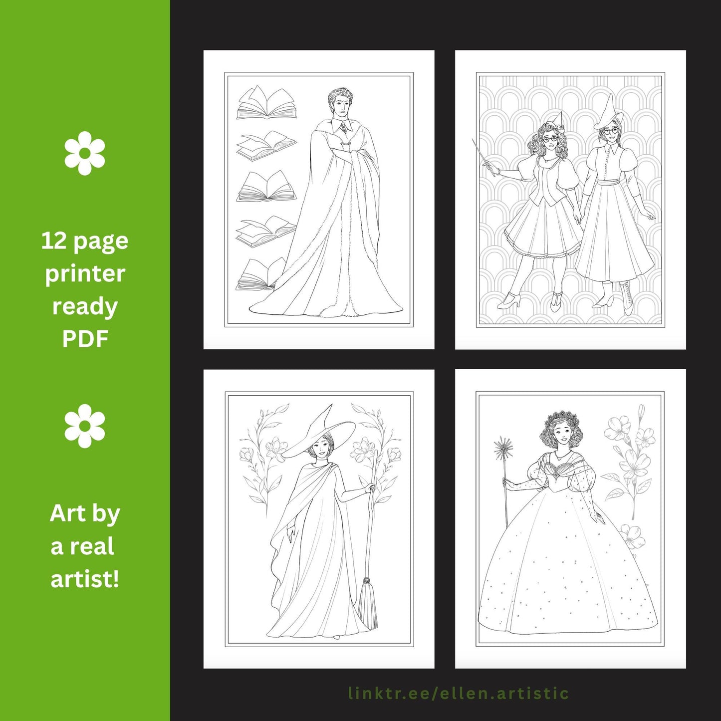Witch University Coloring Pages - 12 Page PDF by Ellen Artistic
