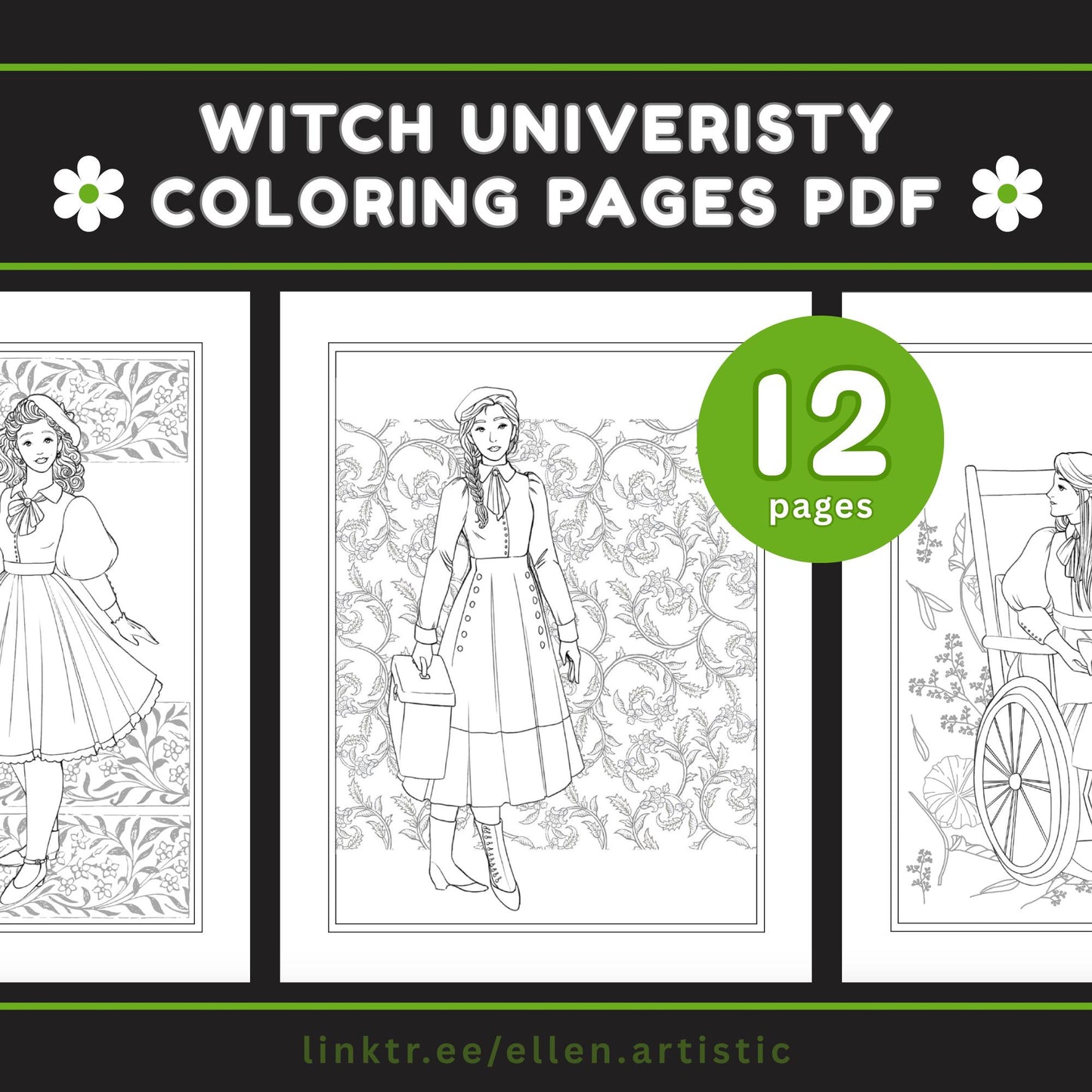 Witch University Coloring Pages - 12 Page PDF by Ellen Artistic