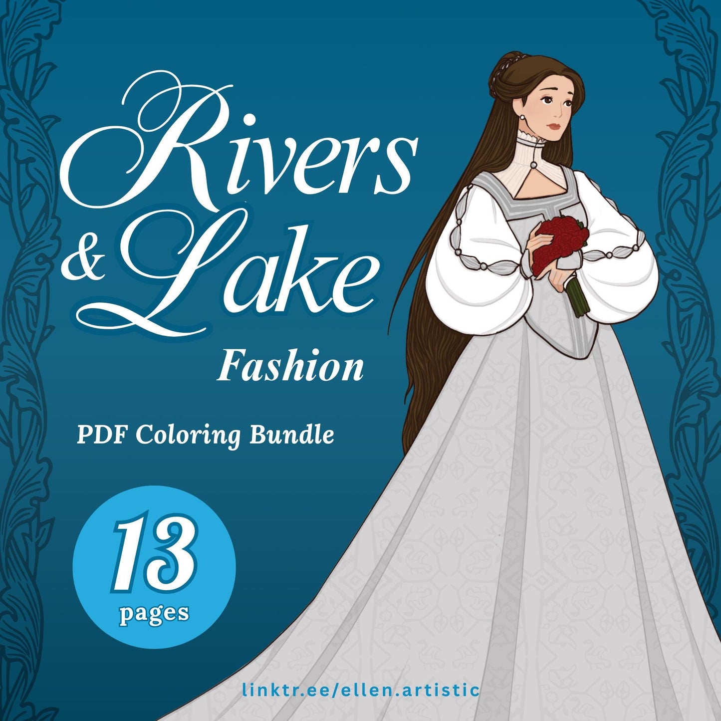 Rivers & Lakes Fashion Coloring Bundle - 13 Page PDF by Ellen Artistic