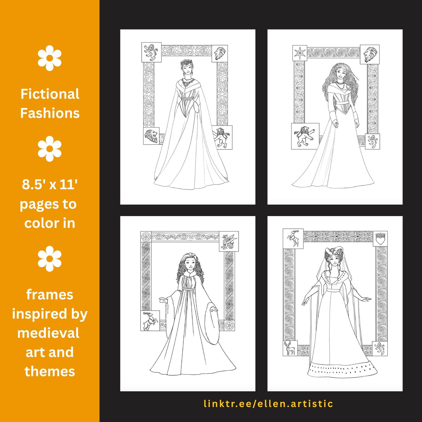 Lion's Pride Fashion Coloring Bundle - 14 Page PDF by Ellen Artistic