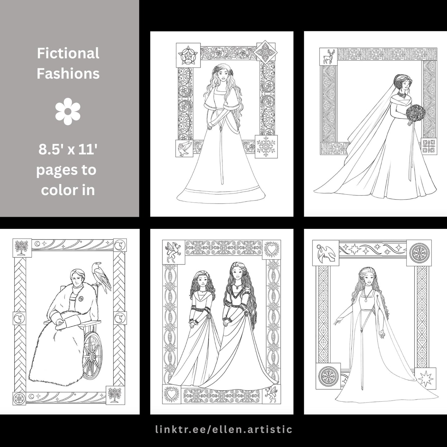 Wolfpack Fashion Coloring Bundle - 15 Page PDF by Ellen Artistic