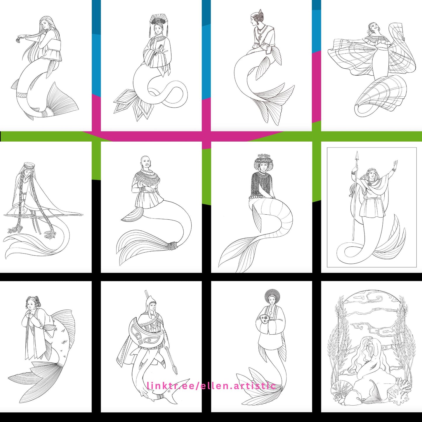 Historical Mermaids A Coloring PDF of Historical Mermaids