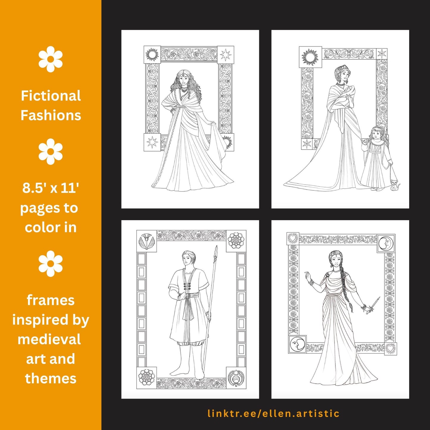 Spears in the Sun Fashion Coloring Bundle - 12 Page PDF by Ellen Artistic