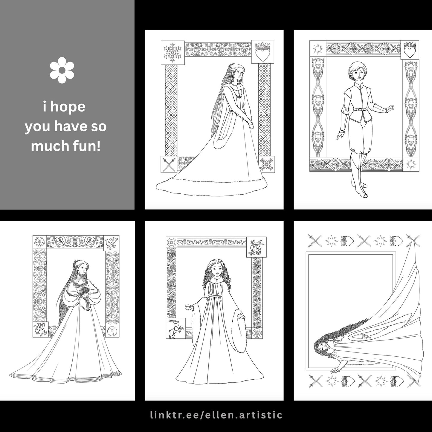 Snowy Fur Fashion Coloring Bundle - 13 Page PDF by Ellen Artistic