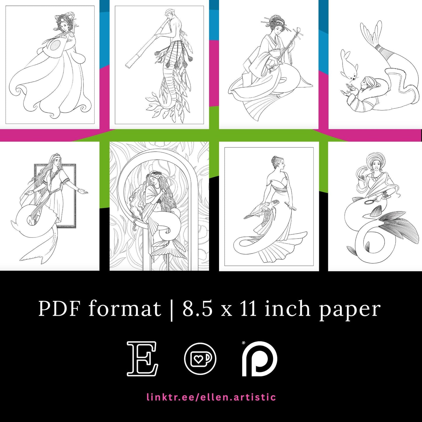 Historical Mermaids A Coloring PDF of Historical Mermaids