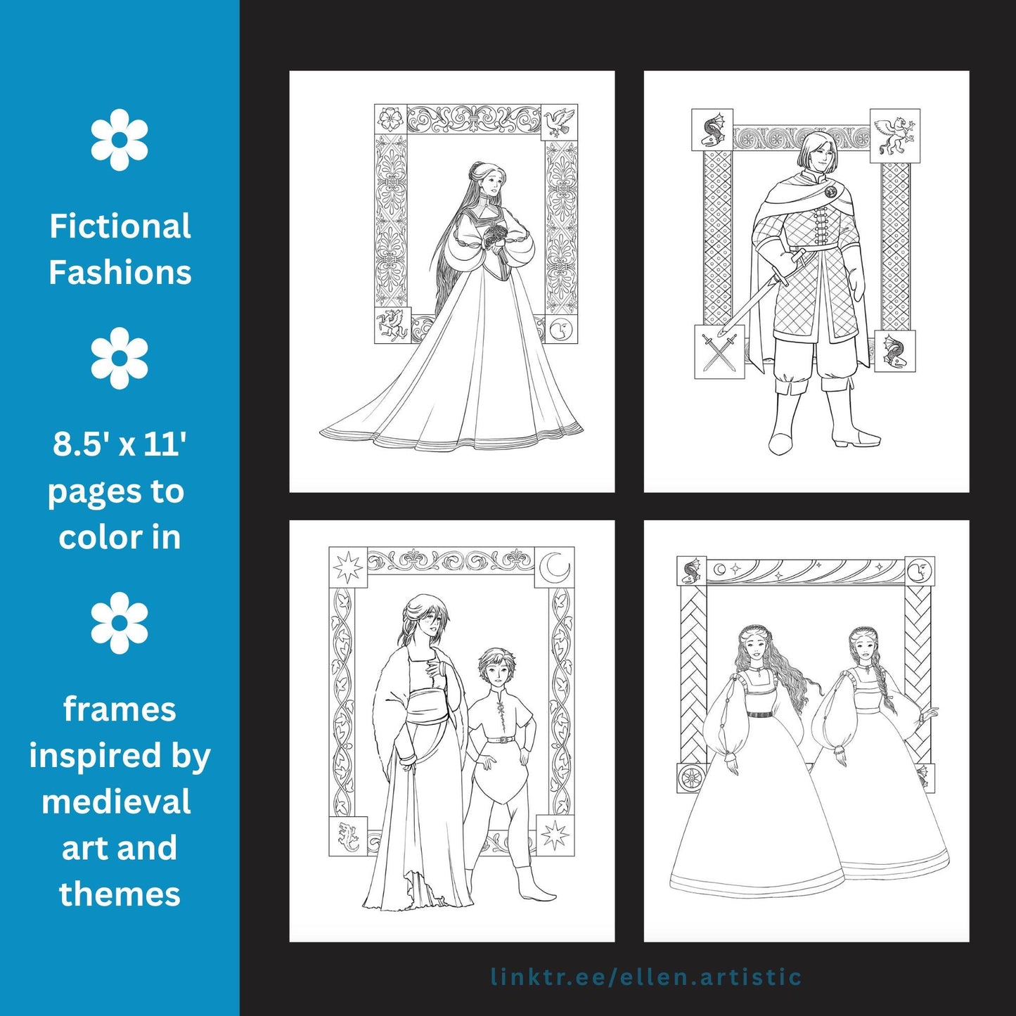 Rivers & Lakes Fashion Coloring Bundle - 13 Page PDF by Ellen Artistic