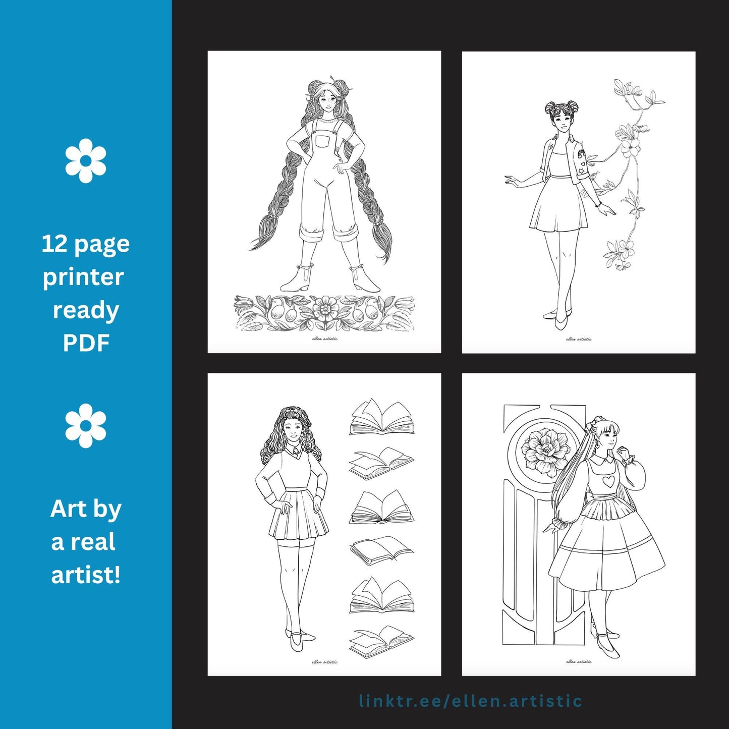 Modern Fashion #4 Coloring Pages - 12 Page PDF by Ellen Artistic