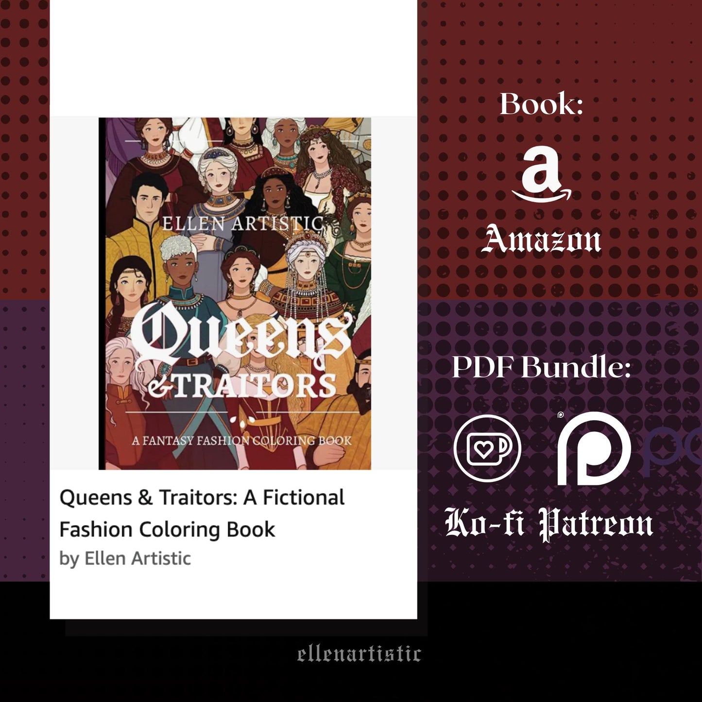 Queens & Traitors: A Fictional Fashion Coloring PDF