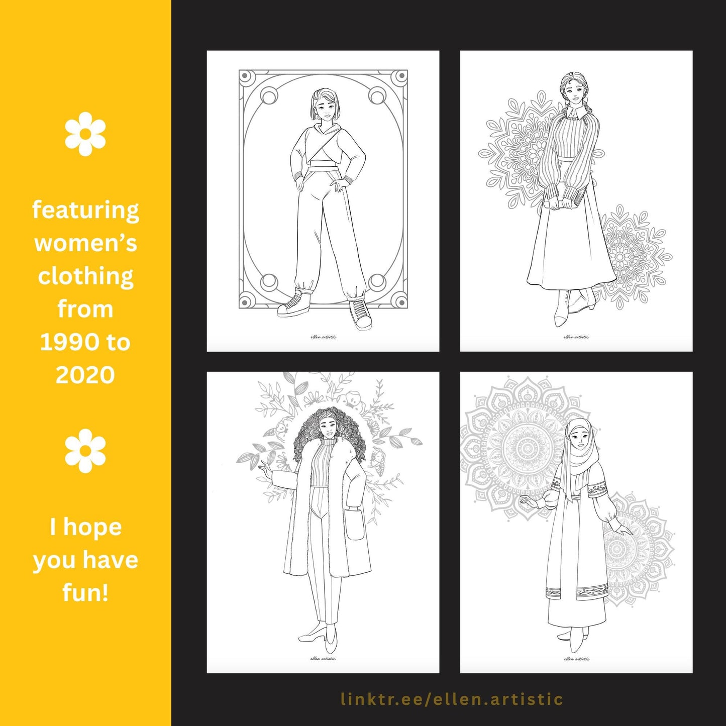 Modern Fashion #2 Coloring Pages - 12 Page PDF by Ellen Artistic
