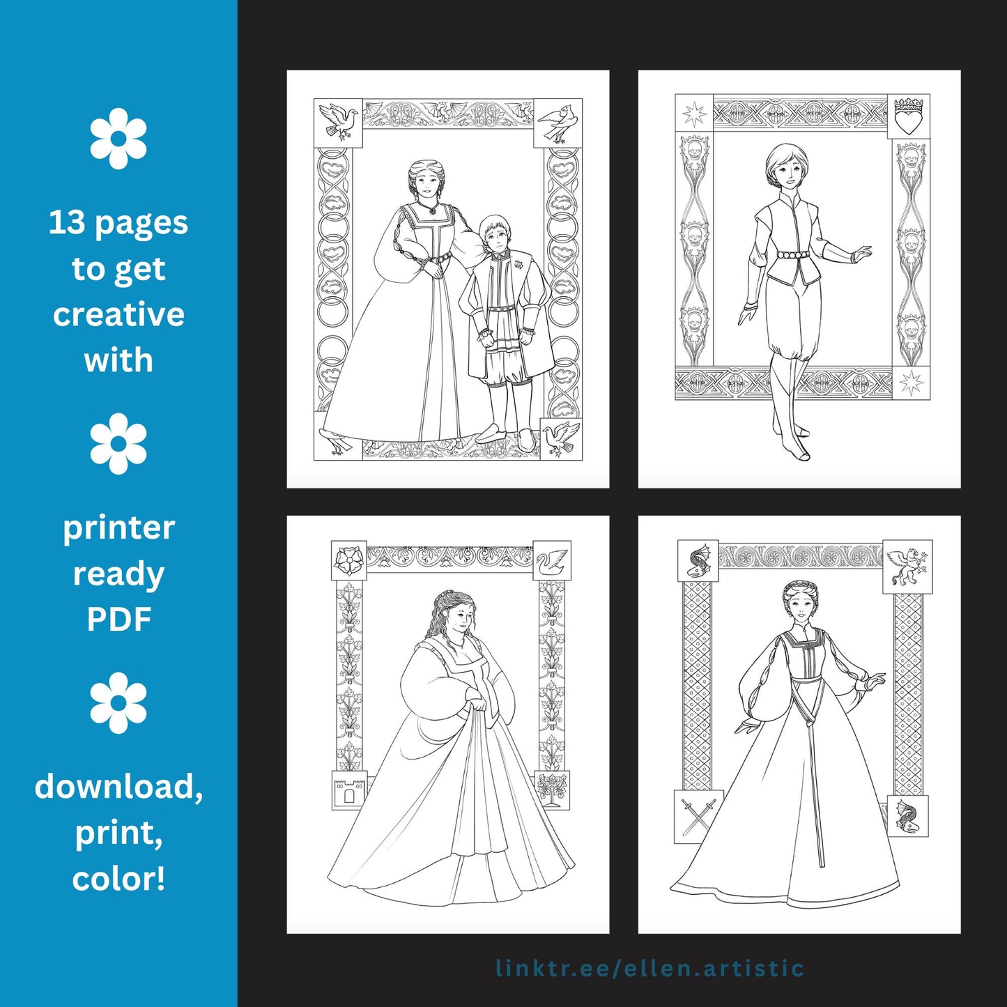 Rivers & Lakes Fashion Coloring Bundle - 13 Page PDF by Ellen Artistic