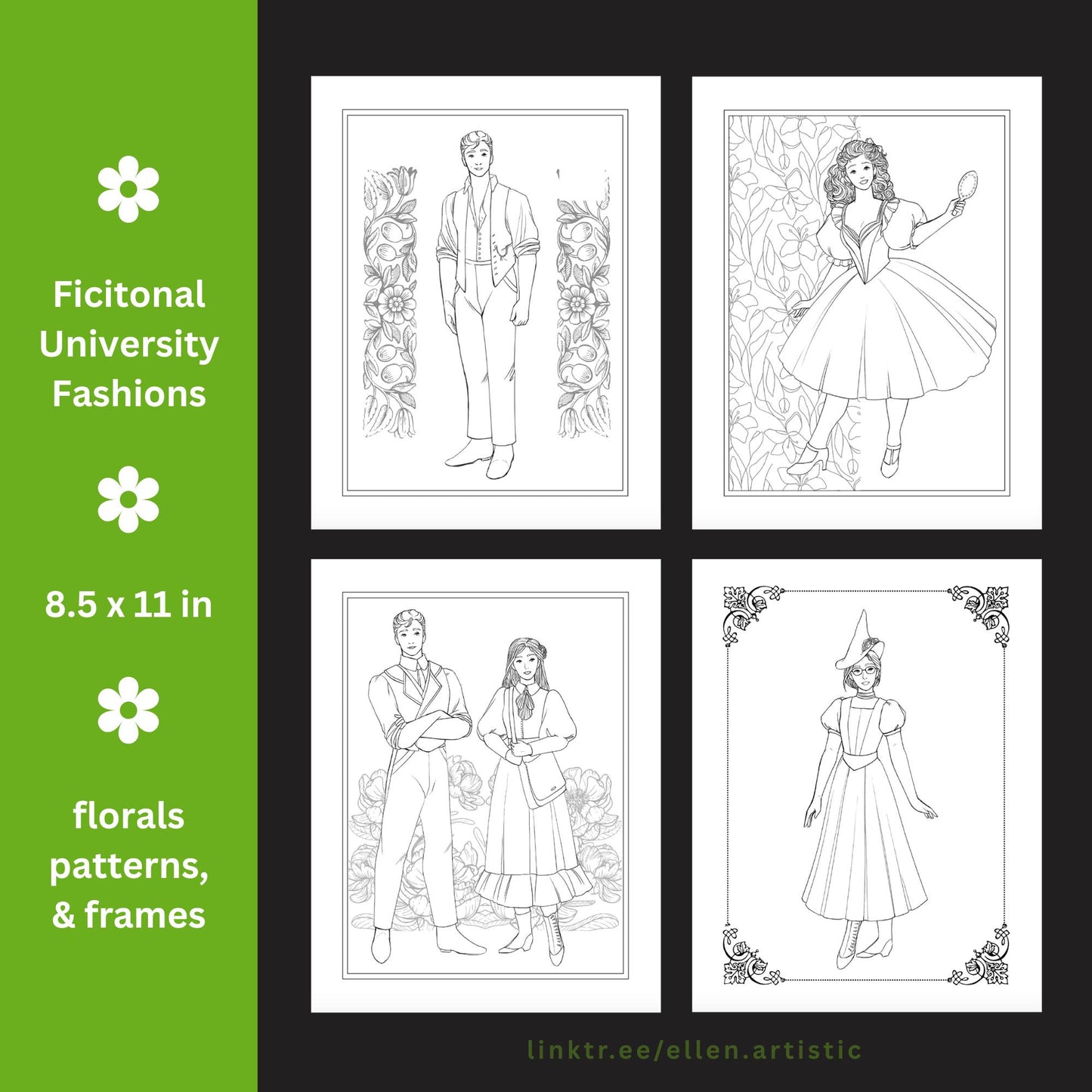 Witch University Coloring Pages - 12 Page PDF by Ellen Artistic