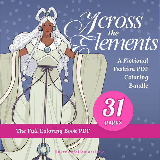 Across the Elements - 31 Page PDF Coloring Book by Ellen Artistic