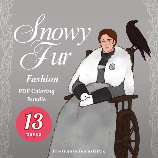 Snowy Fur Fashion Coloring Bundle - 13 Page PDF by Ellen Artistic
