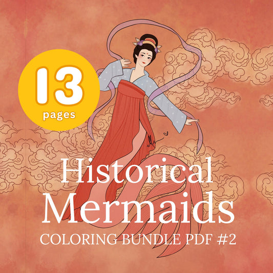 Historical Mermaids Coloring Bundle 2 - 13 Page PDF by Ellen Artistic
