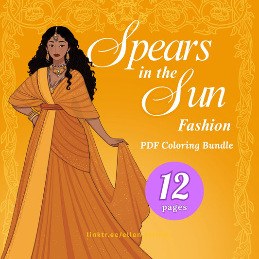 Spears in the Sun Fashion Coloring Bundle - 12 Page PDF by Ellen Artistic