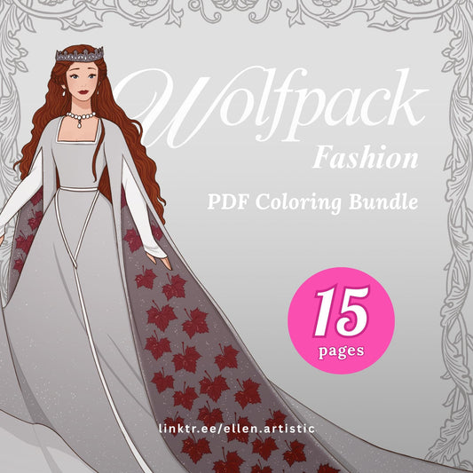 Wolfpack Fashion Coloring Bundle - 15 Page PDF by Ellen Artistic